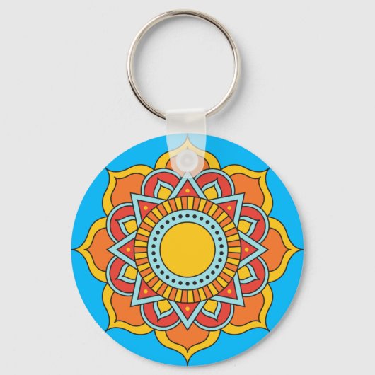 Geometrische rode mandala bloem-54567 sleutelhanger (Voorkant)