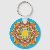Geometrische rode mandala bloem-54567 sleutelhanger (Achterkant)