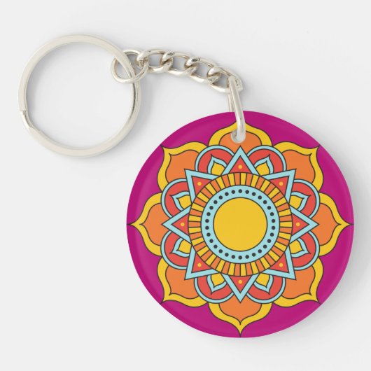 Geometrische rode mandala bloem-54567 sleutelhanger (Voorkant)