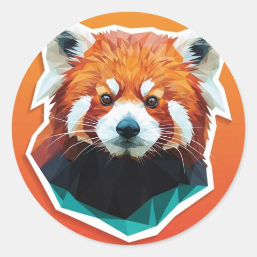 Geometrische rode panda ronde sticker (Voorkant)
