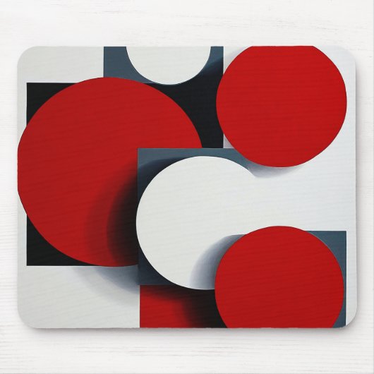 🔴 Geometrische rode witte werkruimte mat 🔴 Muismat (Voorkant)