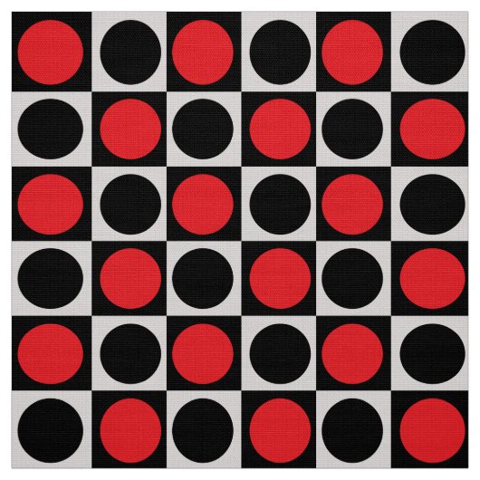 Geometrische rode zwarte Stippen Stof (Swatch)
