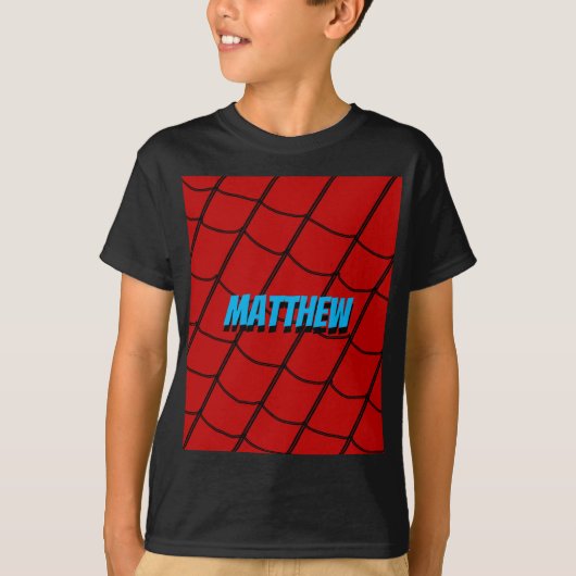 Geometrische rode zwarte weblijnen t-shirt (Voorkant)