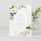Geometrische Romance Bridal Shower Invitation Kaart (Staand voorkant)