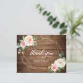 Geometrische Romance Floral Rustic Wedding Dank je Briefkaart (Staand voorkant)