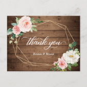 Geometrische Romance Floral Rustic Wedding Dank je Briefkaart (Voorkant)