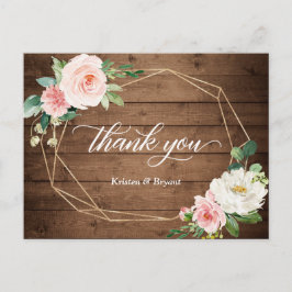 Geometrische Romance Floral Rustic Wedding Dank je Briefkaart