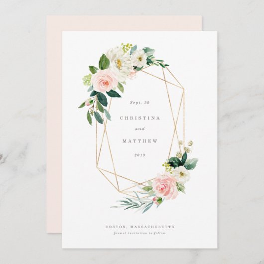 Geometrische Romance van de Lente sparen de Datum Menu (Voorkant / Achterkant)