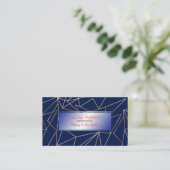 Geometrische Roos Gold Blue Professional-construct Visitekaartje (Staand voorkant)