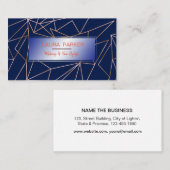 Geometrische Roos Gold Blue Professional-construct Visitekaartje (Voorkant / Achterkant)