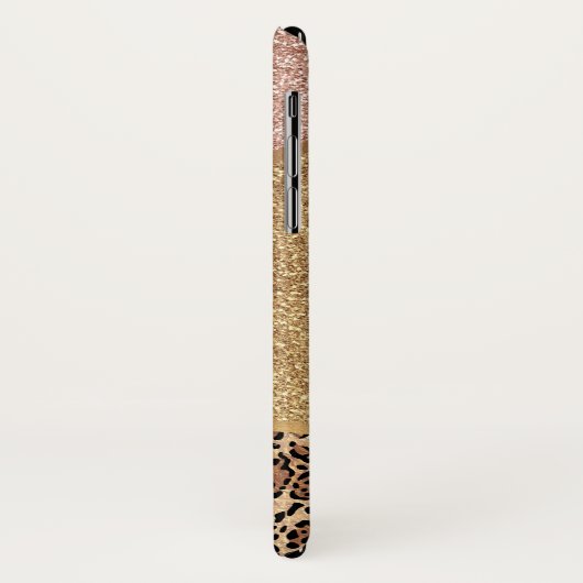 Geometrische Roos Gold Blush Glitter Leopard Case-Mate iPhone Case (Achterkant/links)