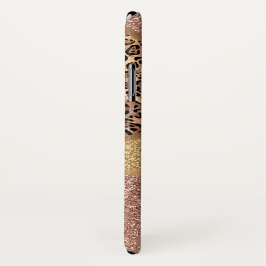 Geometrische Roos Gold Blush Glitter Leopard Case-Mate iPhone Case (Achterkant / rechts)
