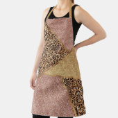 Geometrische Roos Gold Blush Glitter Leopard Schort (Insitu)