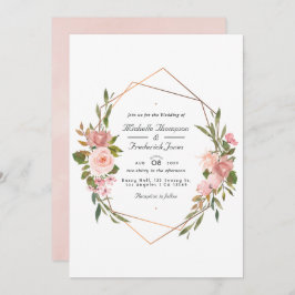 Geometrische Roos Gold en Blush Pink Weddenfoto I Kaart