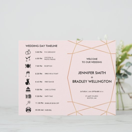 Geometrische Roos Gold Folded Weduwtijdlijn (Staand voorkant)