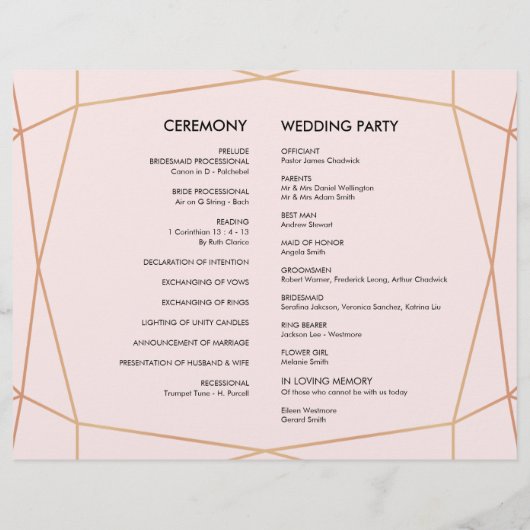 Geometrische Roos Gold Folded Weduwtijdlijn (Achterkant)