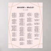 Geometrische Roos Gold Seating Chart | Aangepaste Poster (Voorkant)