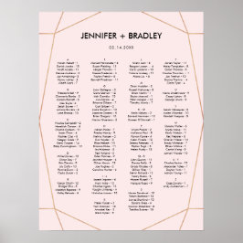 Geometrische Roos Gold Seating Chart | Aangepaste  Poster