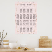 Geometrische Roos Gold Seating Chart | Aangepaste  Poster (Keuken)