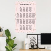 Geometrische Roos Gold Seating Chart | Aangepaste  Poster (Thuiskantoor)