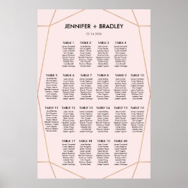 Geometrische Roos Gold Seating Chart | Aangepaste  Poster