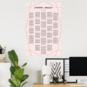 Geometrische Roos Gold Seating Chart | Aangepaste Poster (Thuiskantoor)