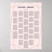 Geometrische Roos Gold Seating Chart | Aangepaste  Poster (Voorkant)
