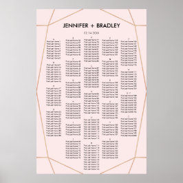 Geometrische Roos Gold Seating Chart | Aangepaste  Poster