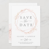 Geometrische roos Gold Waterverf Save The Date (Voorkant / Achterkant)
