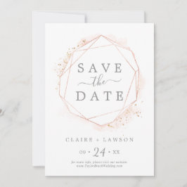 Geometrische roos Gold Waterverf Save The Date