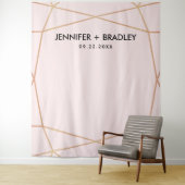 Geometrische Roos Gold Wedding Foto Achtergrond Wandkleed (In situ)