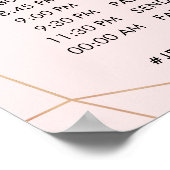 Geometrische Roos Gold Wedding Schedule Poster (Hoek)