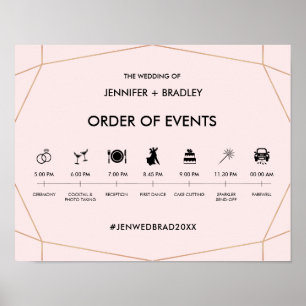 Geometrische Roos Gold Wedding Tijdlijnteken Poster
