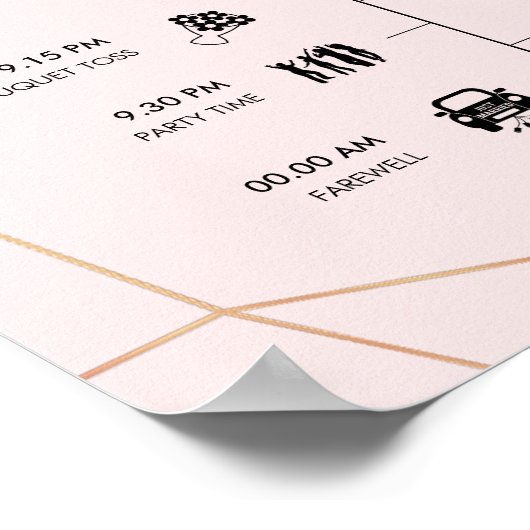 Geometrische Roos Gold Wedding Tijdlijnteken Poster (Hoek)