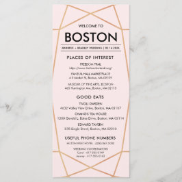 Geometrische Roos Gold Wedding Welcome Kaart