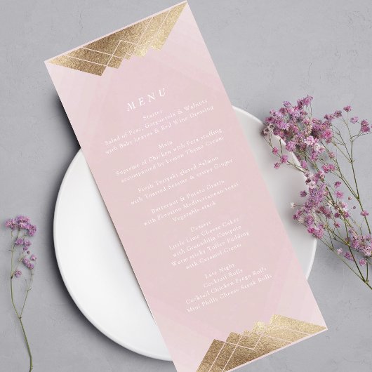 Geometrische Roos roze goudbruistocht Menu