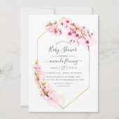 Geometrische roze Baby shower van de bloesem van d Kaart (Voorkant)