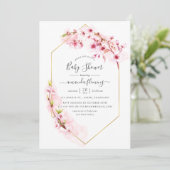 Geometrische roze Baby shower van de bloesem van d Kaart (Staand voorkant)