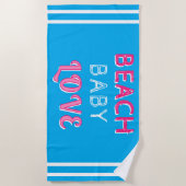 Geometrische Roze Blauw Wit Strand Baby Liefde Strandlaken (Voorkant)