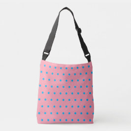Geometrische roze blauwe stippen crossbody tas