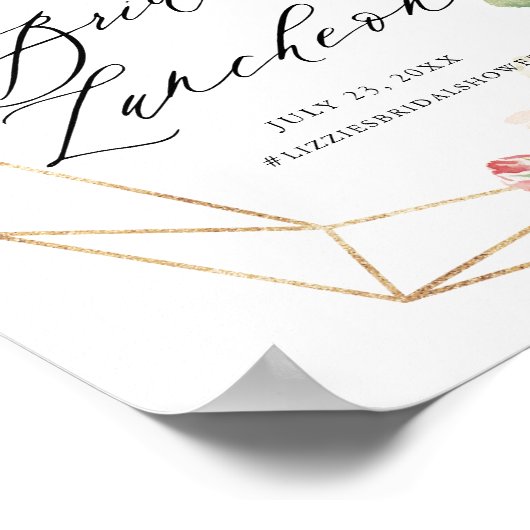 Geometrische roze bloem bruidslunch poster (Hoek)