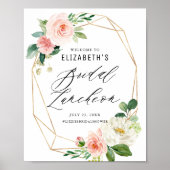 Geometrische roze bloem bruidslunch poster (Voorkant)