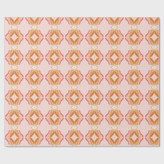 Geometrische roze bloemen cadeaupapier (Vlak)