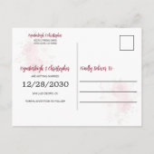 Geometrische Roze Bloemige Trouw 'Save the Date' Aankondigingskaart (Achterkant)