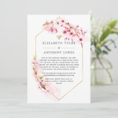 Geometrische Roze Bloesem Virtuele Trouwdag Aankondiging (Staand voorkant)