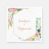 Geometrische roze blush lente bloemenbruiloft serv servet (Voorkant)