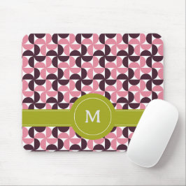 Geometrische Roze Bourgondië Bloem Groen Lime Mono Muismat