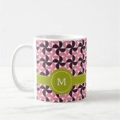 Geometrische roze Bourgundy Floral Green Limoen Mo Koffiemok (Links)