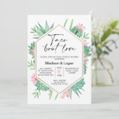 Geometrische roze Cactus Taco Bout Love Vrijgezell Kaart (Staand voorkant)