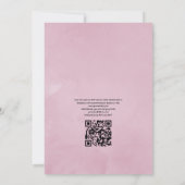 Geometrische roze Cherry Blossom QR Code RSVP Wedd Kaart (Achterkant)